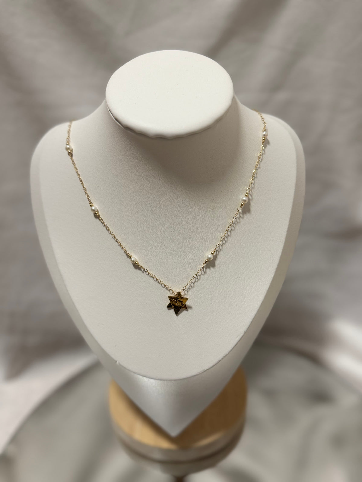 Pearl Star of David Necklace