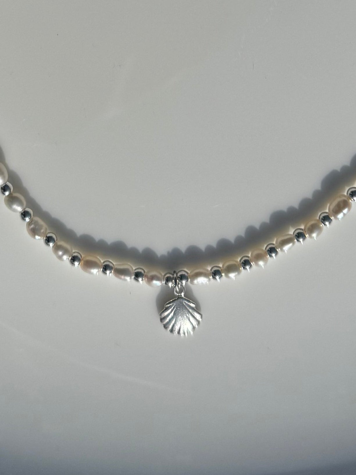 Pearl Seashell Necklace Silver