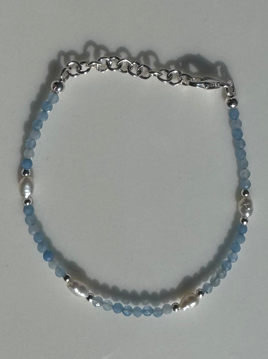 Blue Stone and Pearl Bracelet