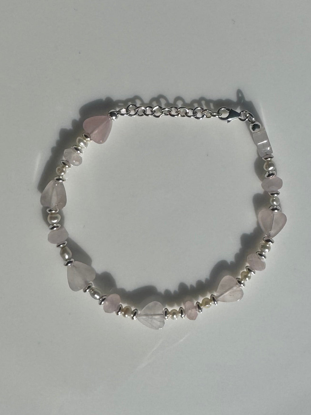 Pink Heart and Pearl Bracelet