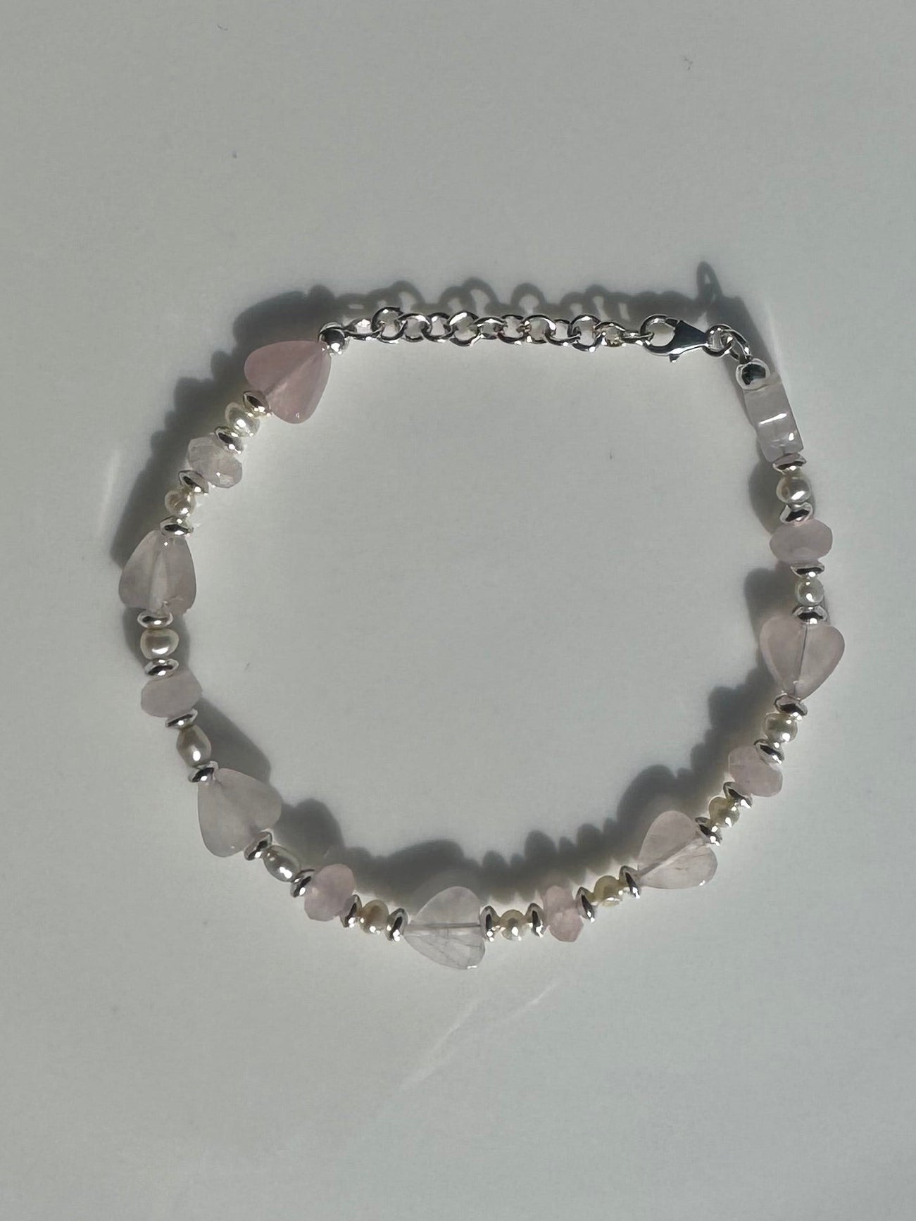 Pink Heart and Pearl Bracelet