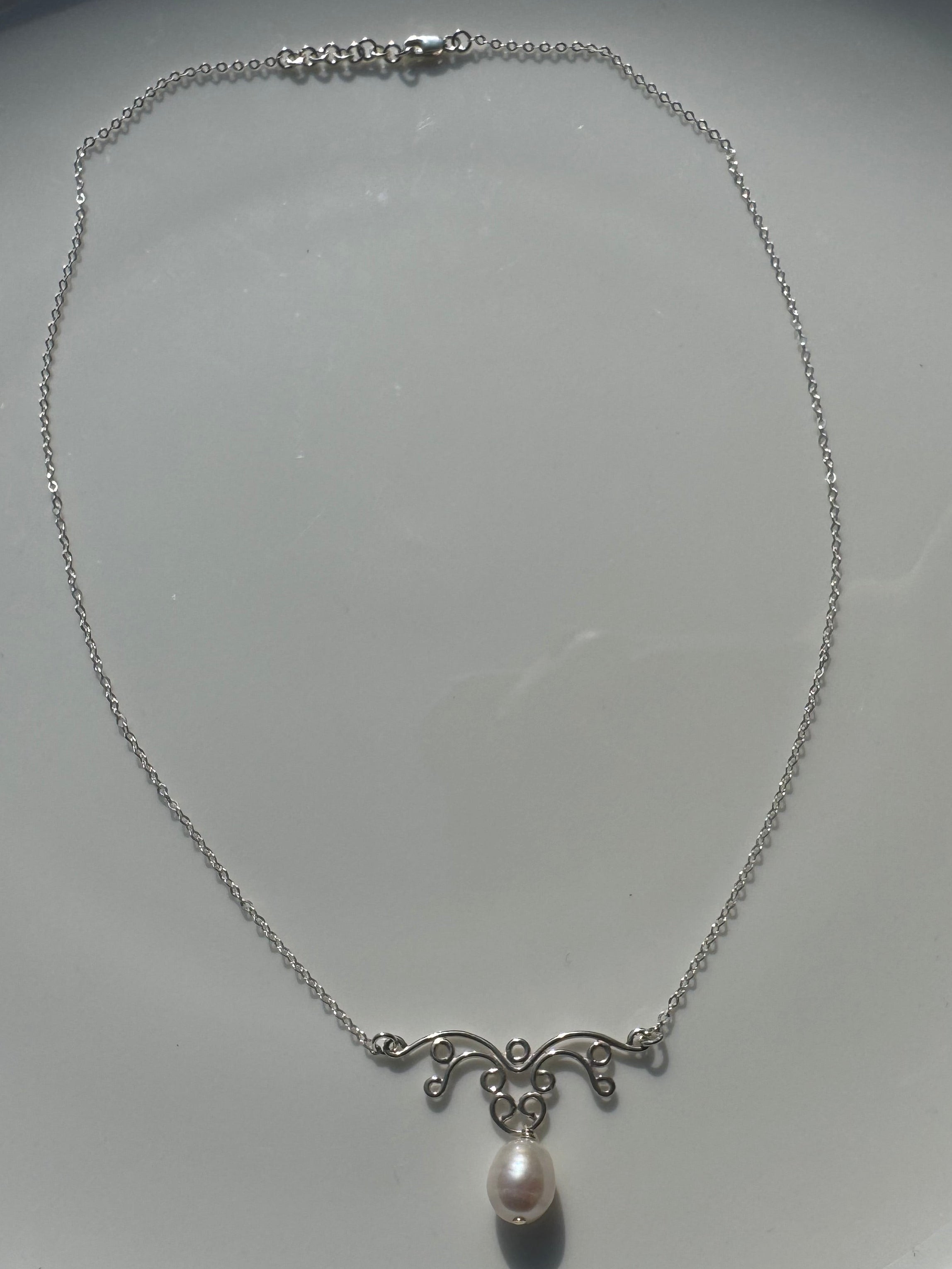 Pearl Swirl Drop Necklace