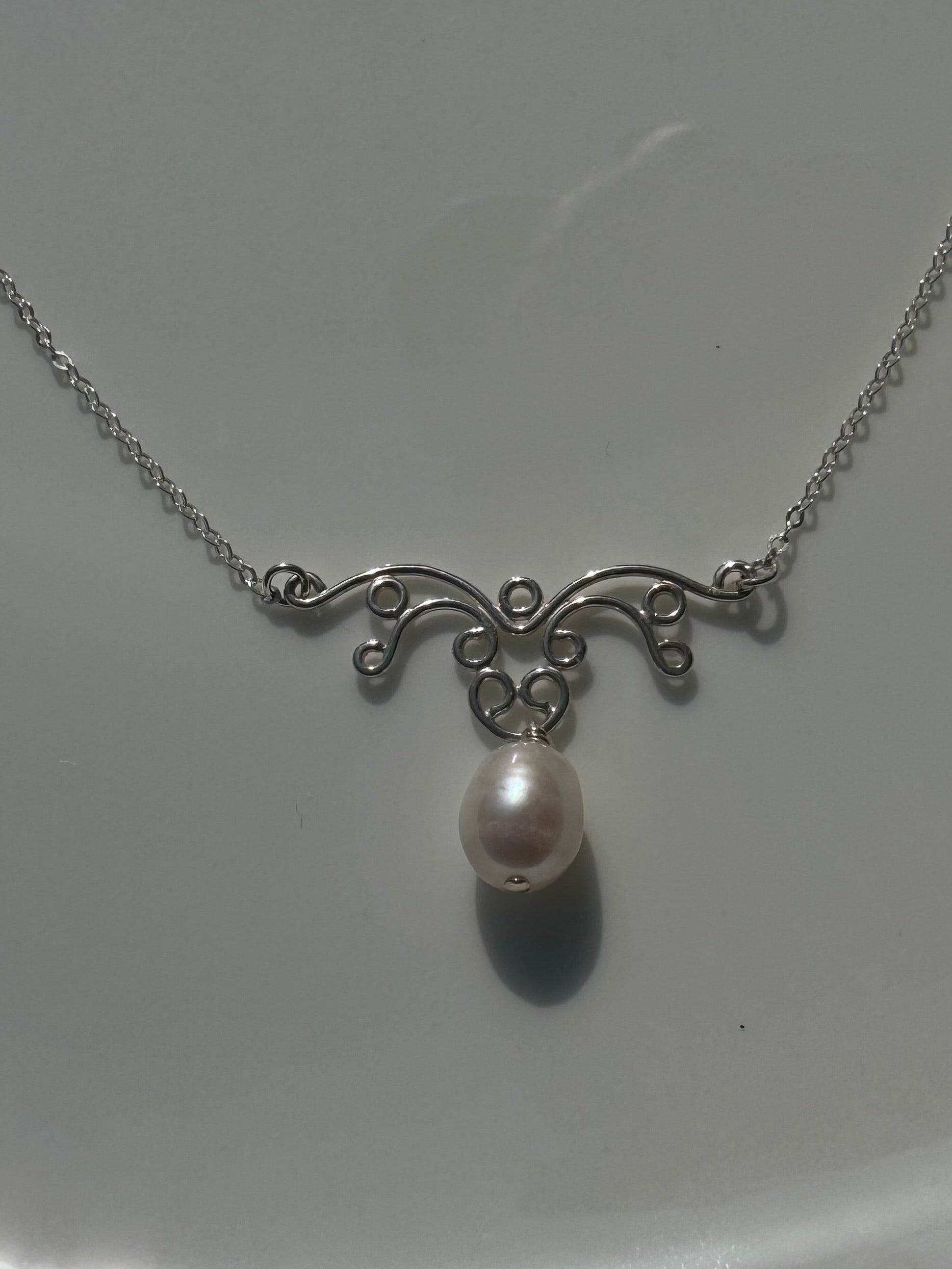 Pearl Swirl Drop Necklace