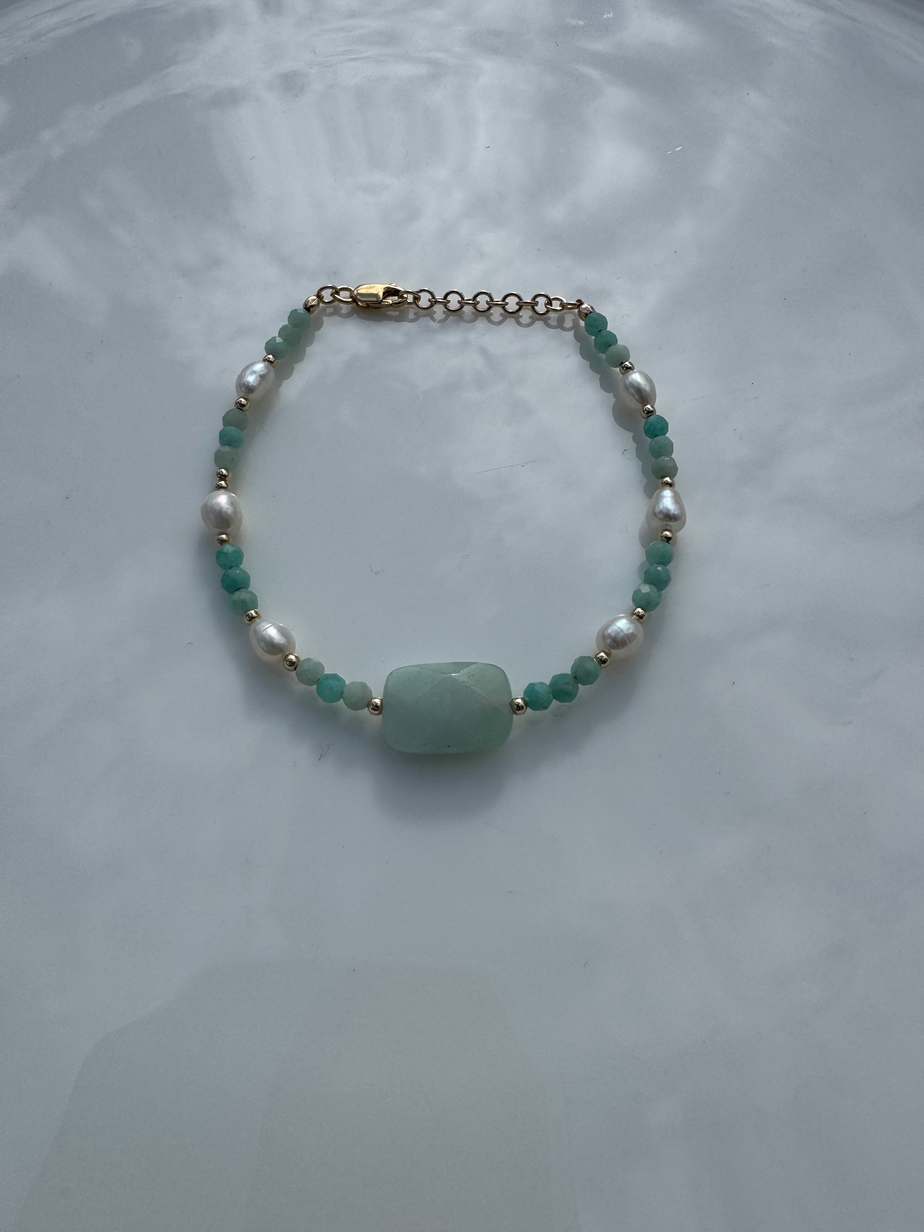 Blue Stone Pearl Bracelet