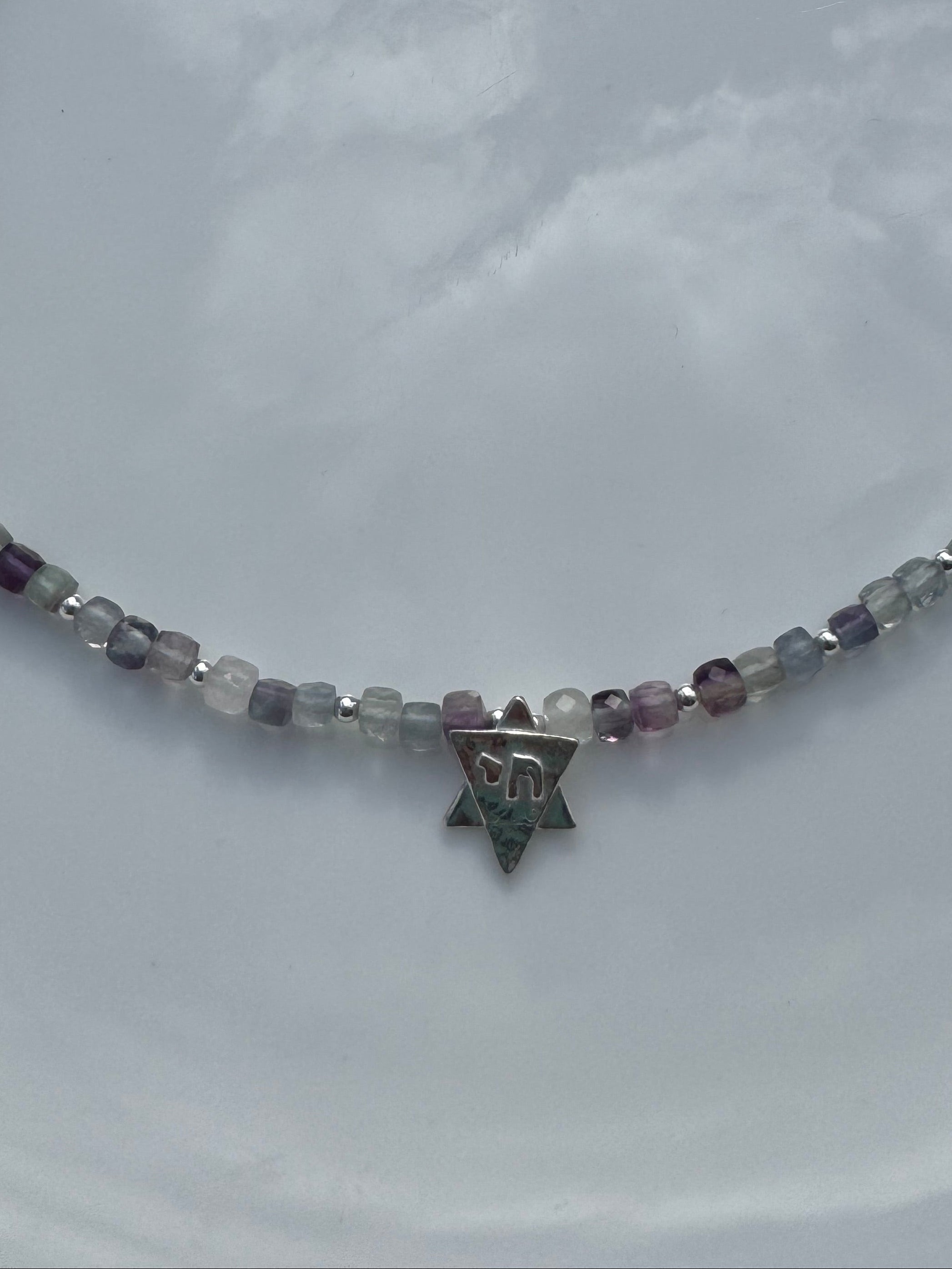 Fluorite Jewish Star Necklace