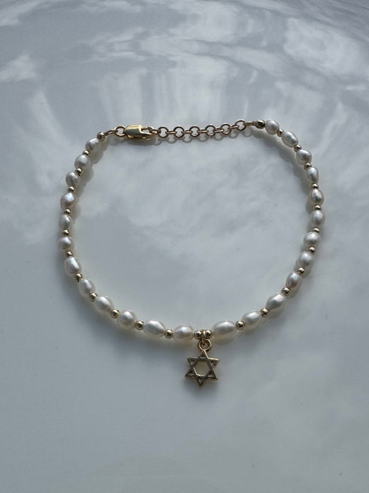 Star of David Pearl Bracelet