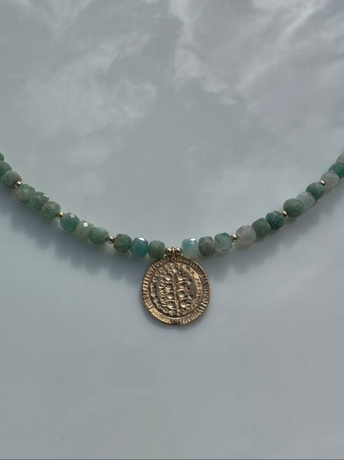 Amazonite Flower Charm Necklace