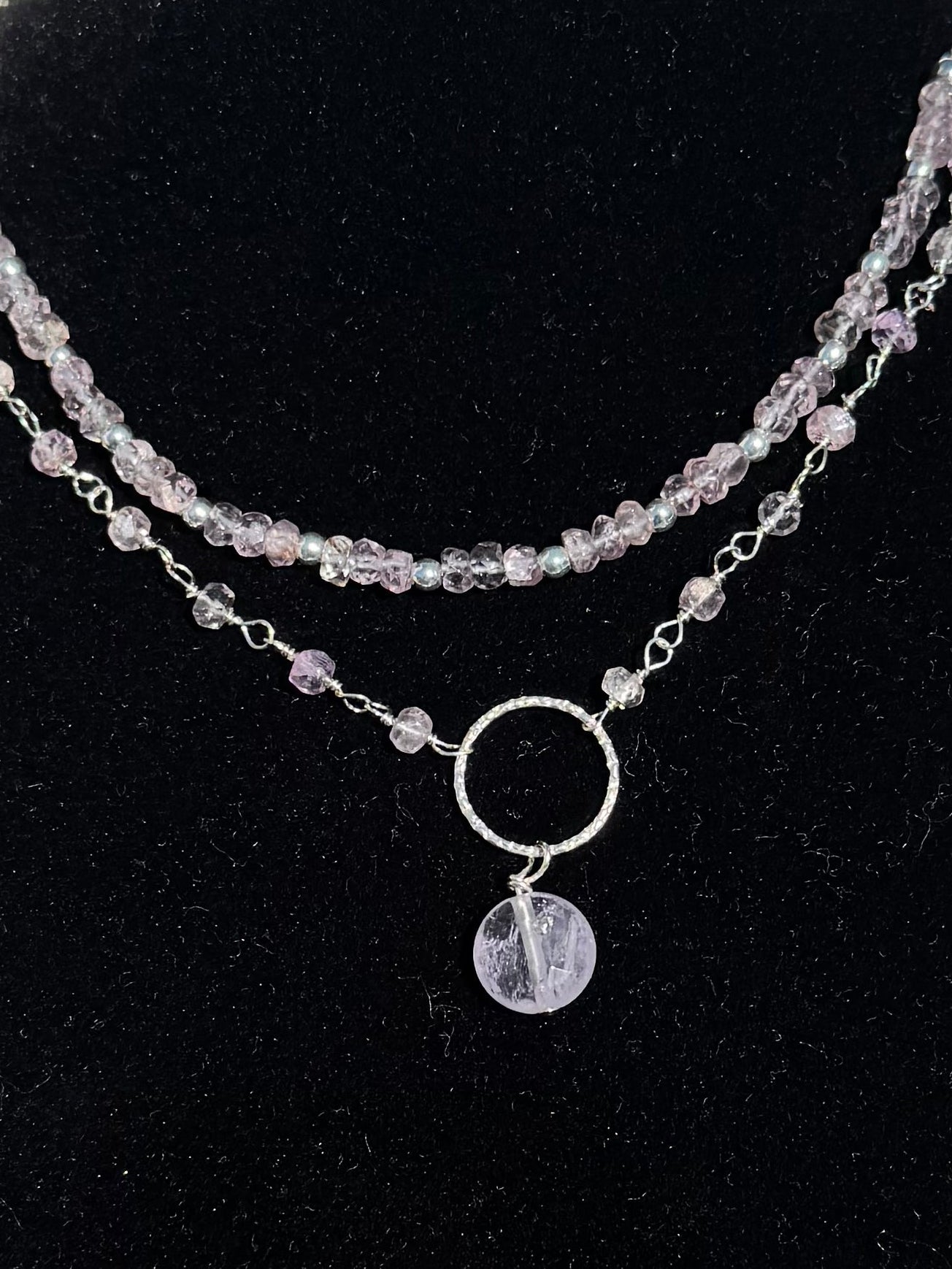 Purple Double Layer Gem Stone Necklace