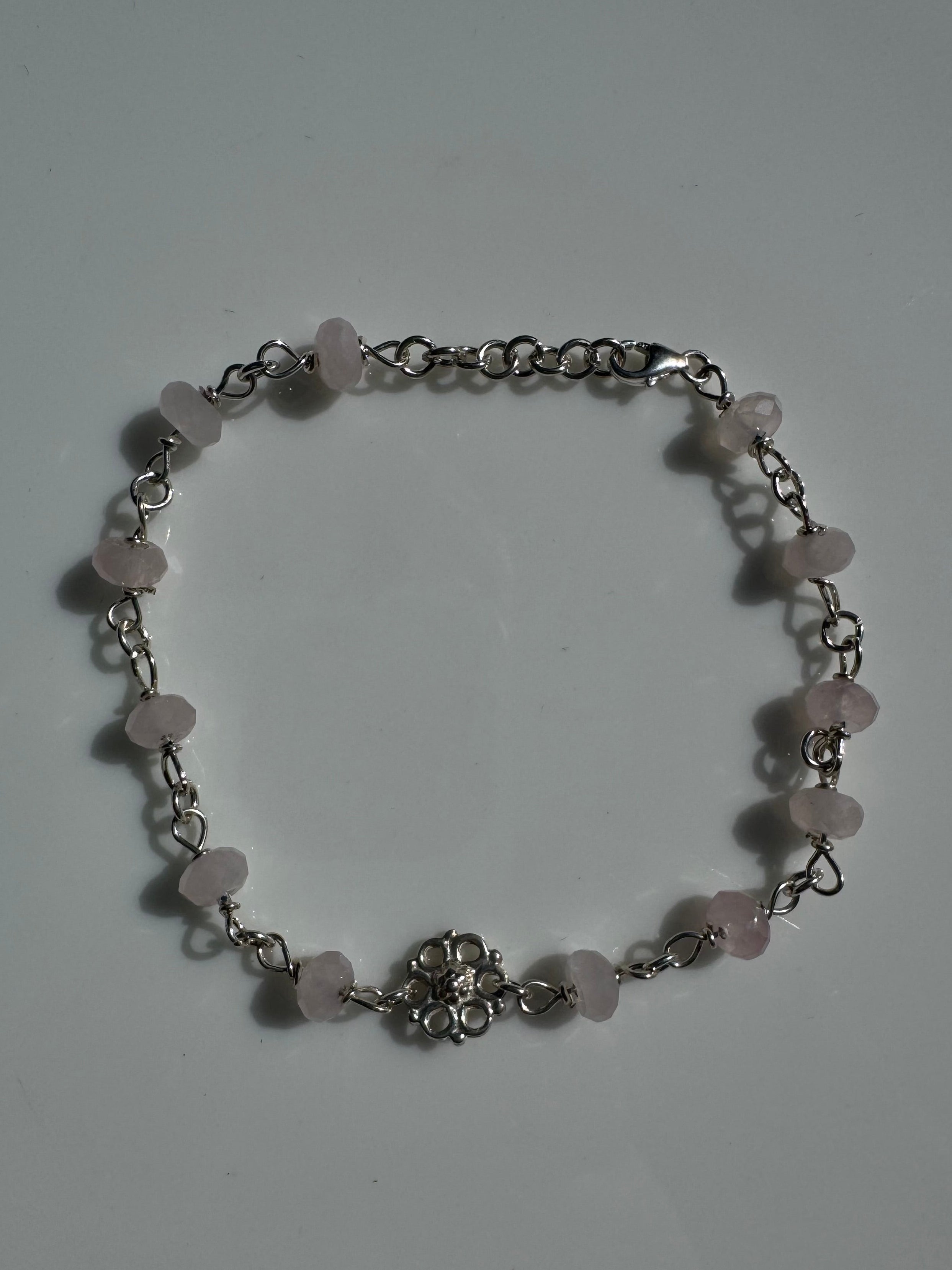 Rose Quartz Flower Bracelet