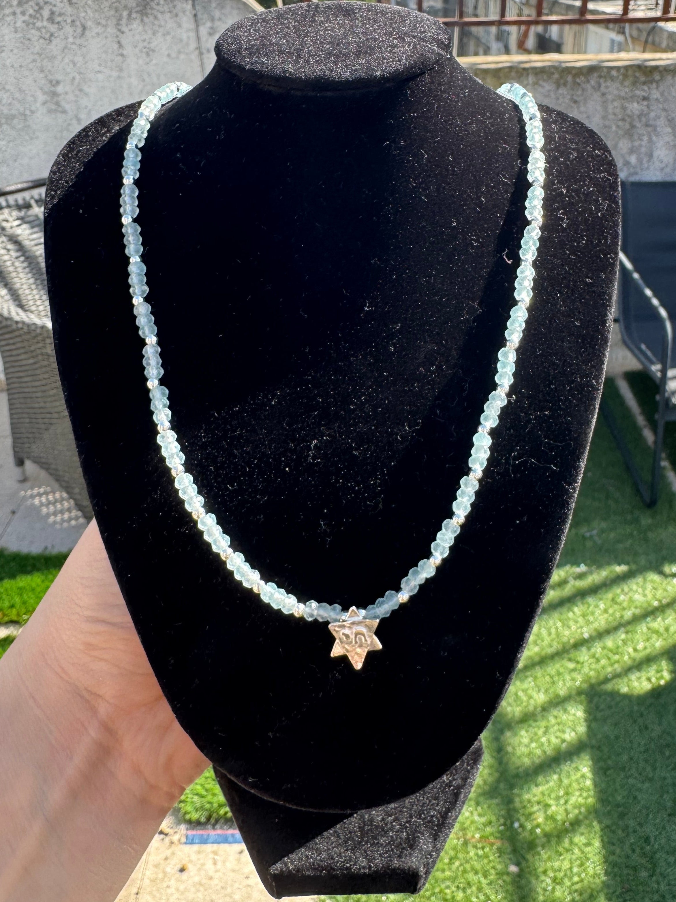 Blue Jewish Star Necklace