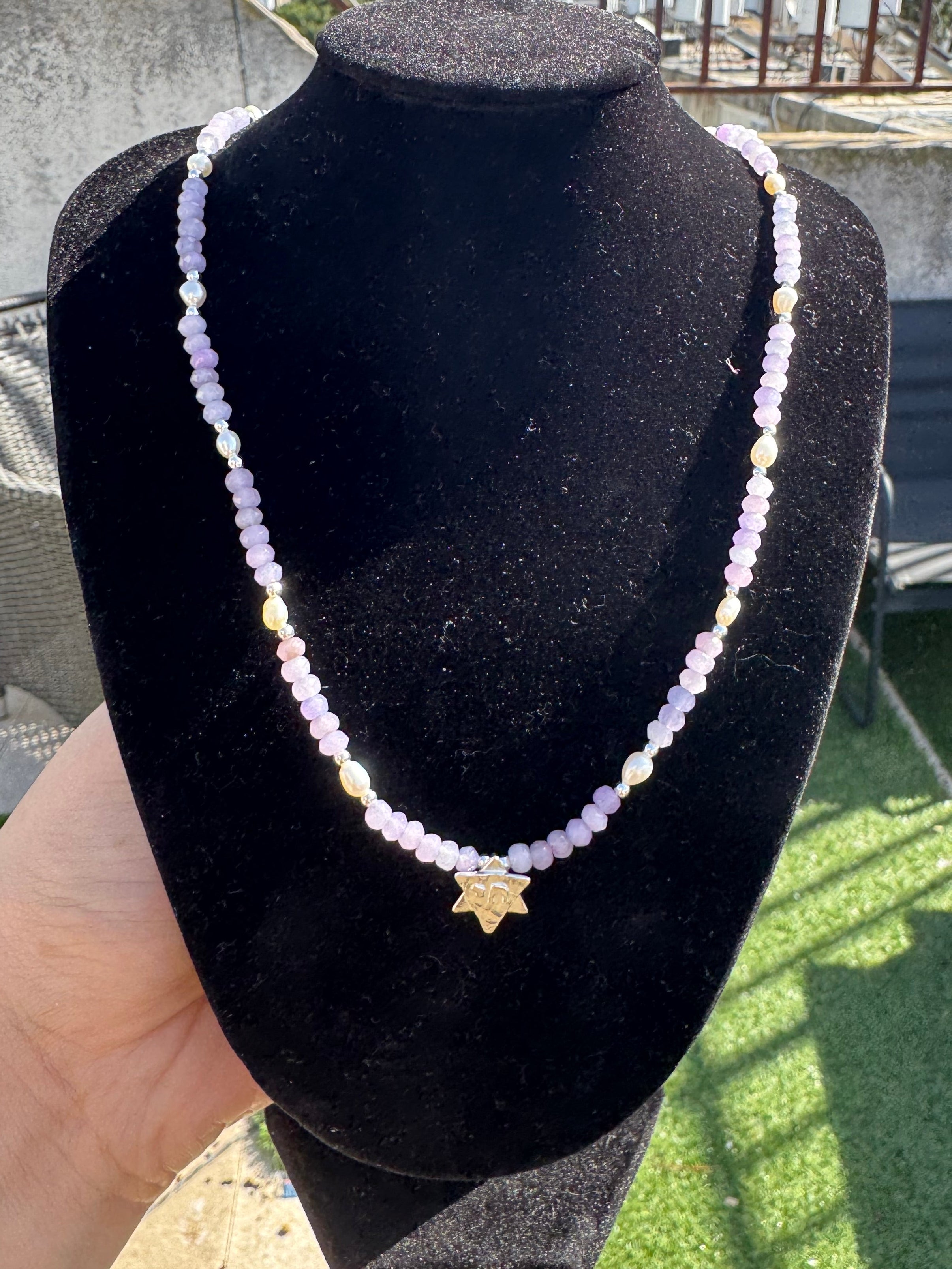 Purple Jewish Star Necklace