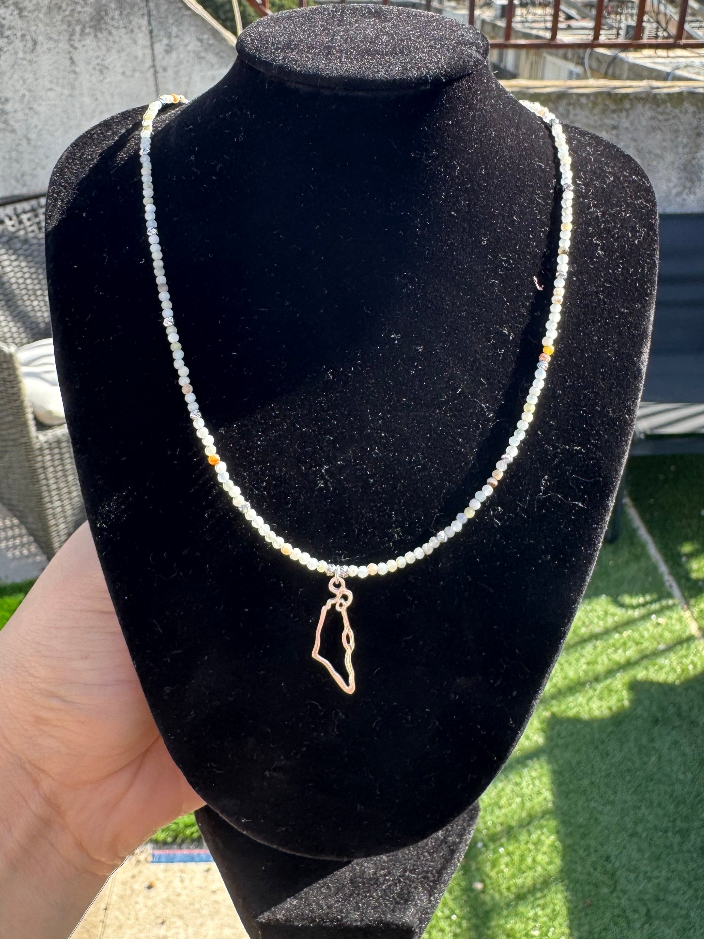 Amazonite Map of Israel Necklace