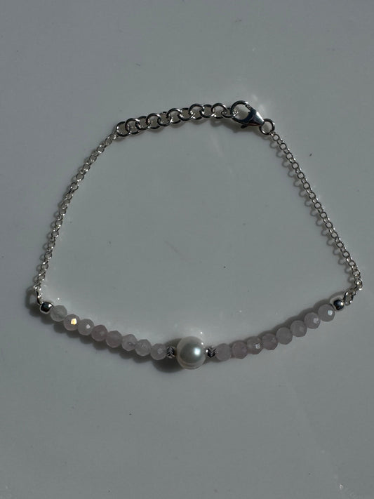 Rose Quartz Pearl Bracelet
