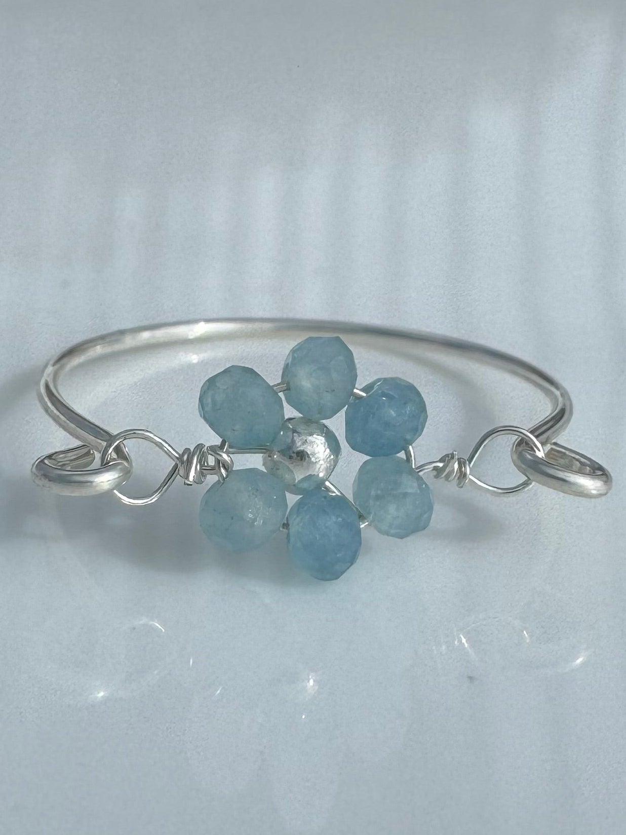Silver and Blue Flower Ring