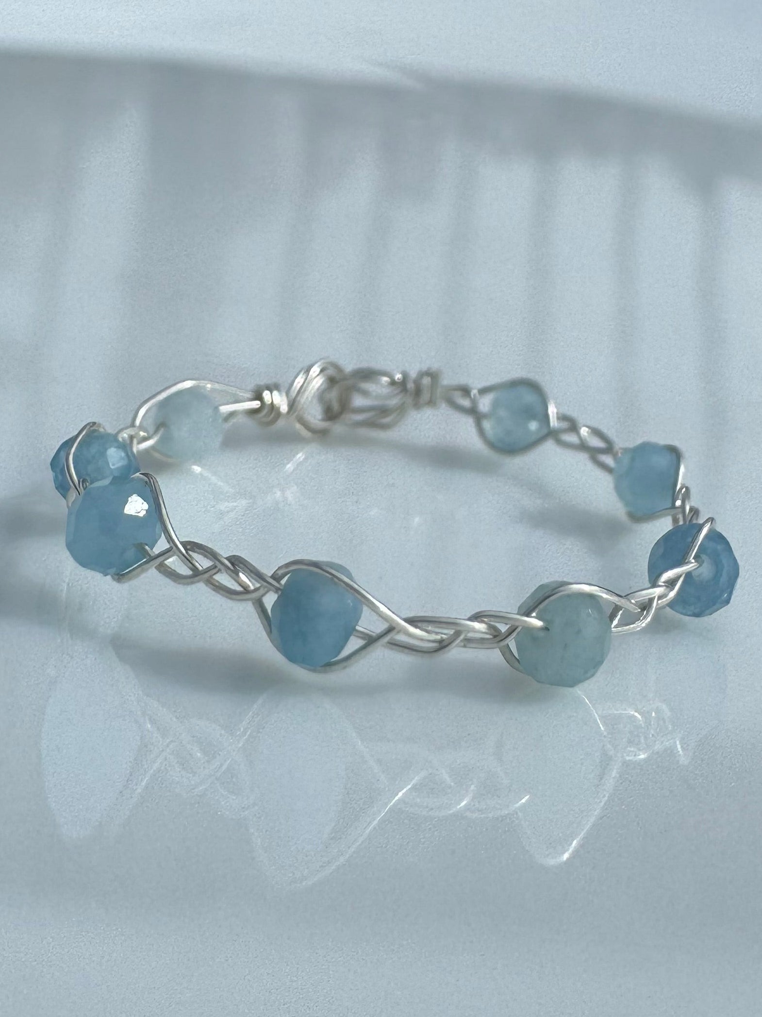 Blue and Silver Braided Ring