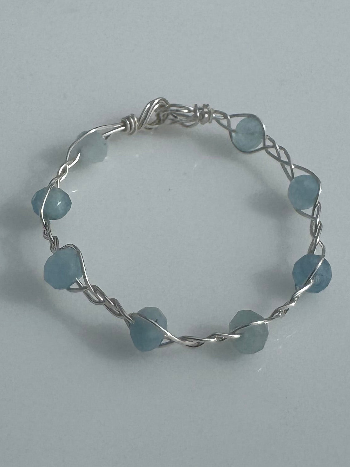 Blue and Silver Braided Ring