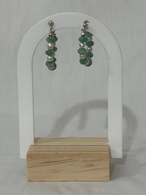 Amazonite and Pearl Hoop Earrings