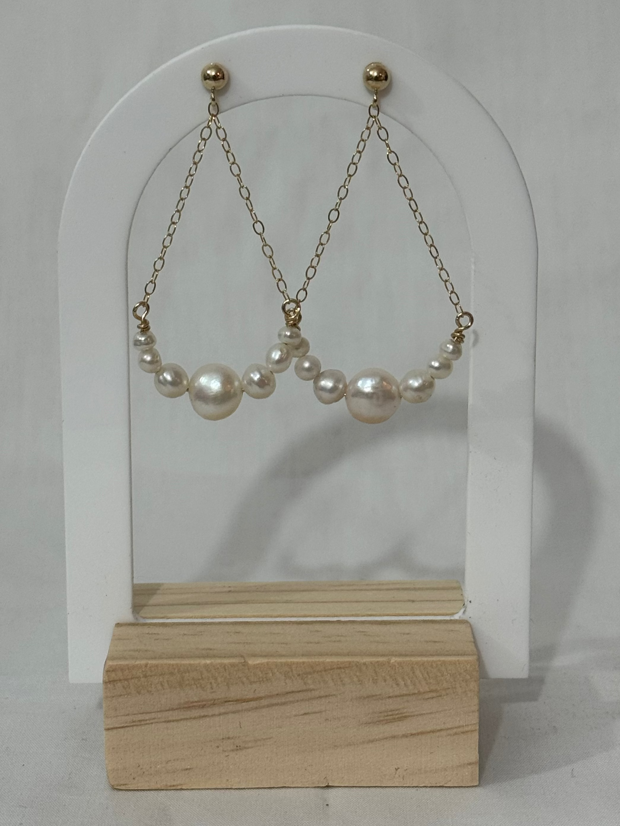 Soft Crescent Pearl Earrings