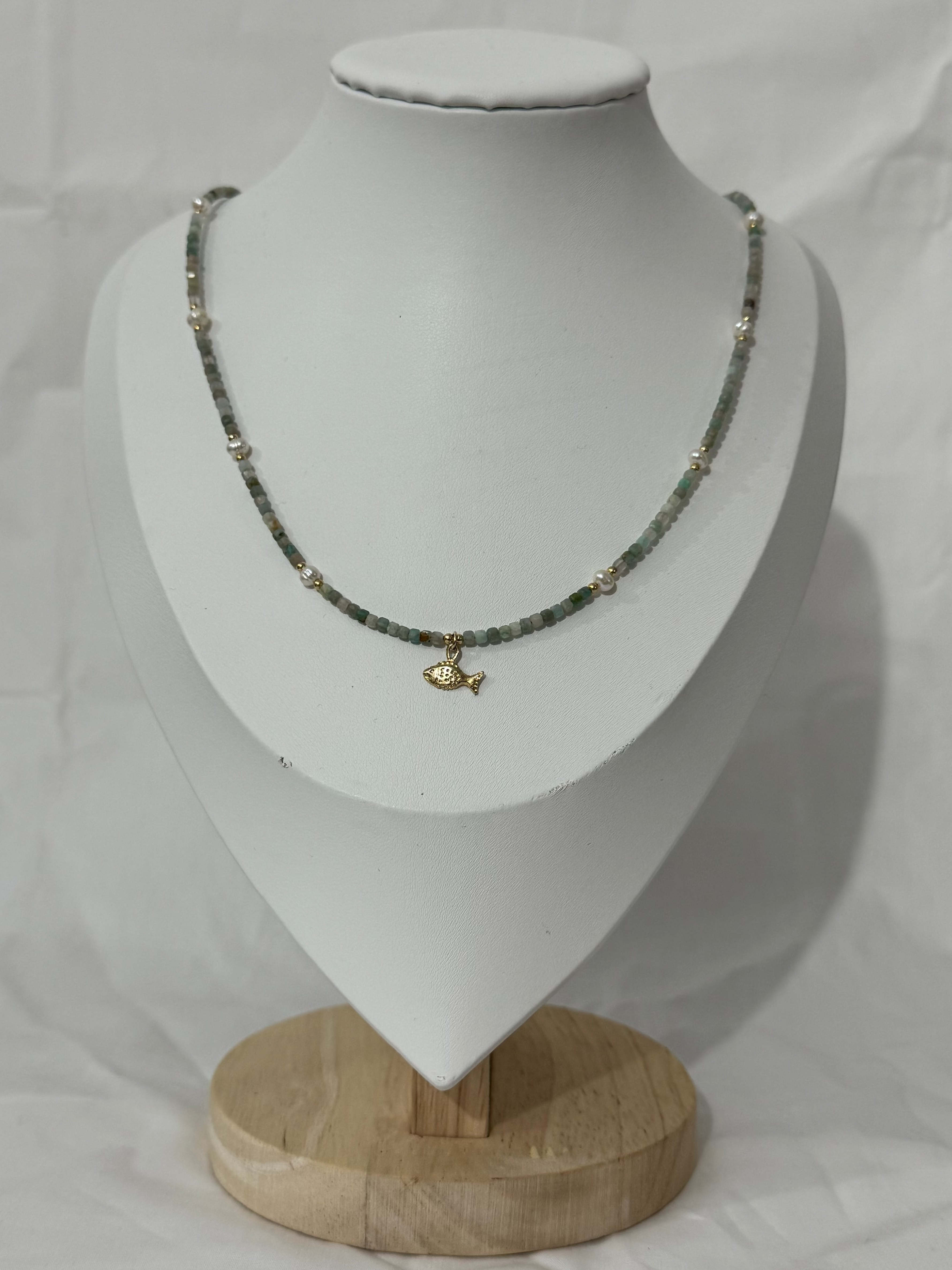 Apatite Gem Stone Fish Necklace