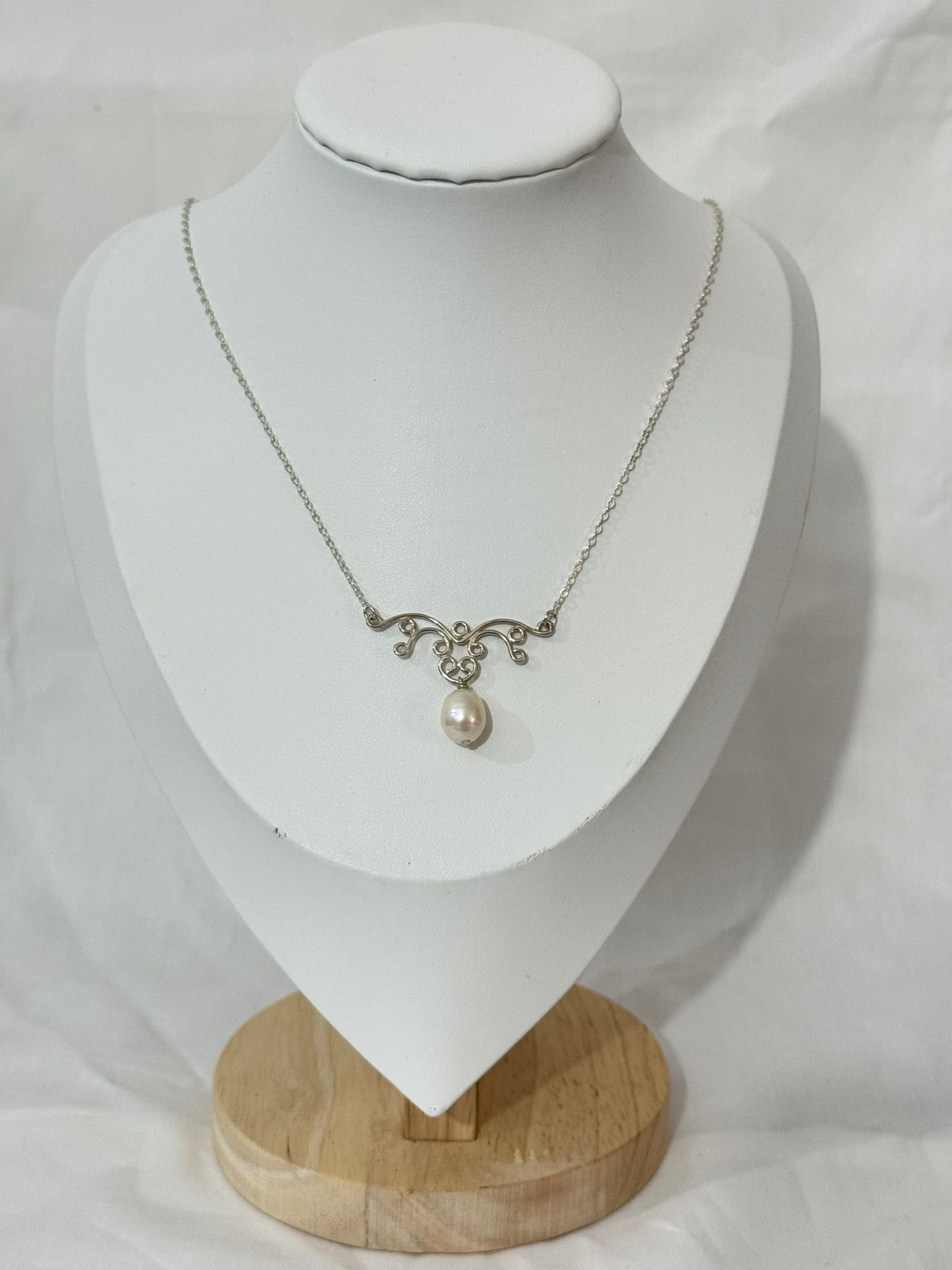 Pearl Swirl Drop Necklace