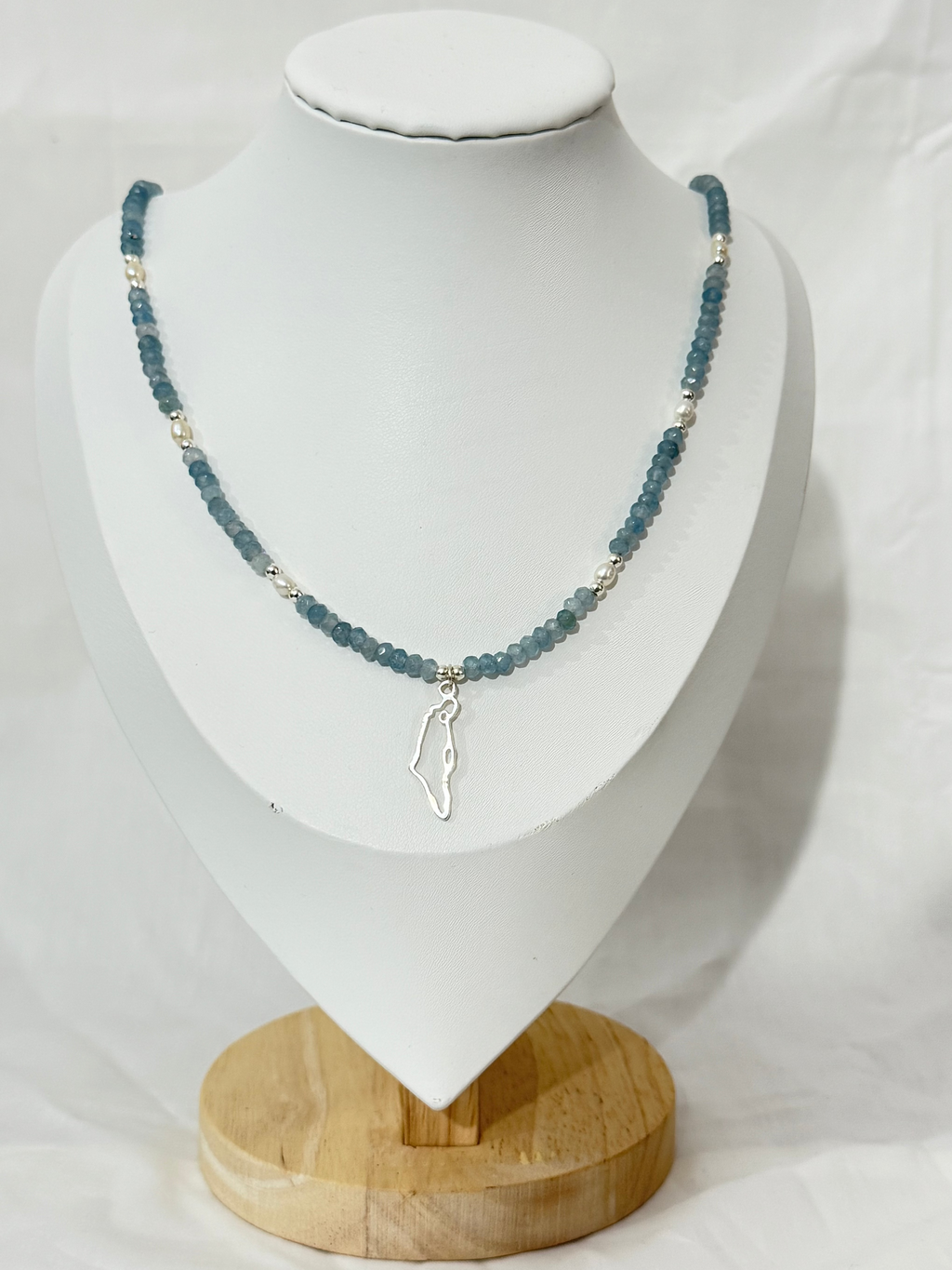 Blue Map of Israel Necklace