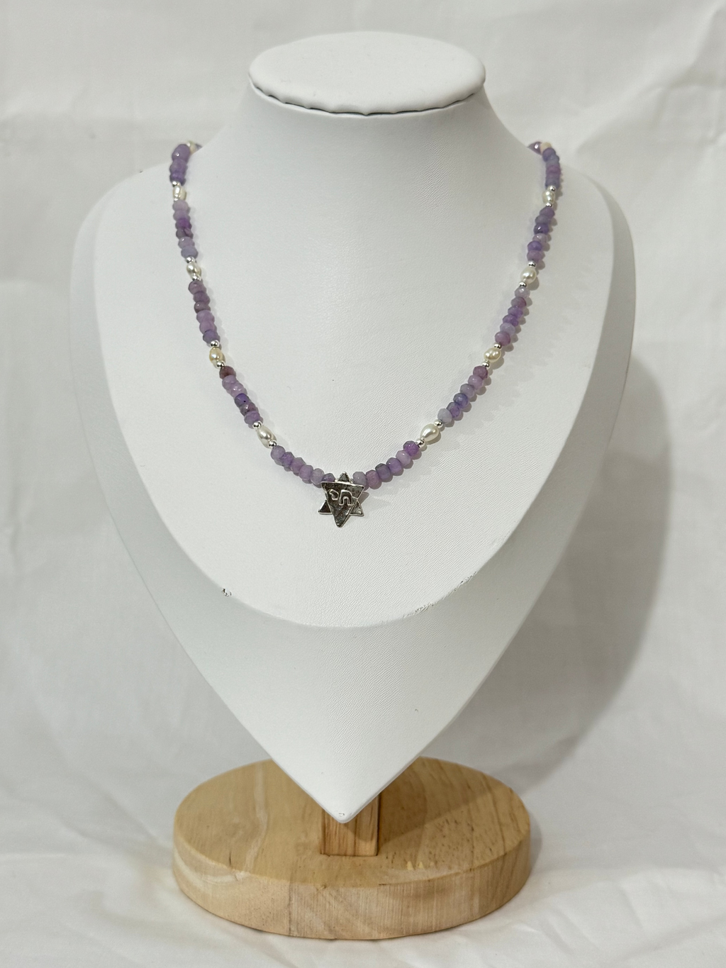 Purple Jewish Star Necklace