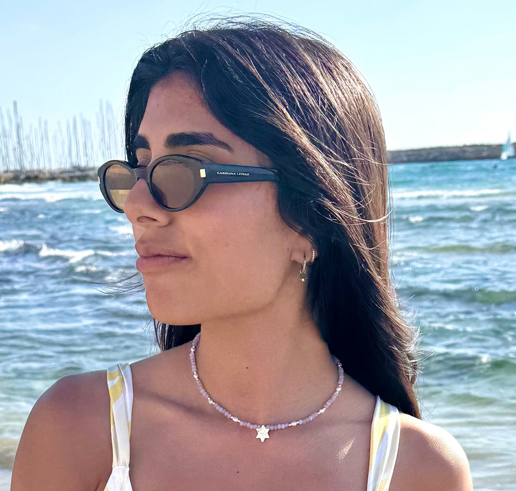 Purple Jewish Star Necklace