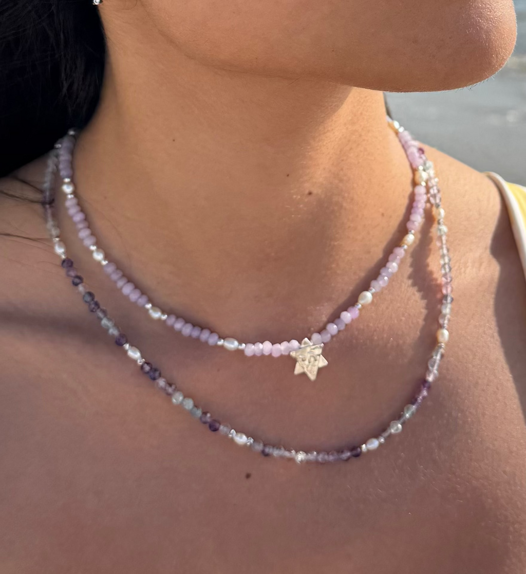 Purple Jewish Star Necklace